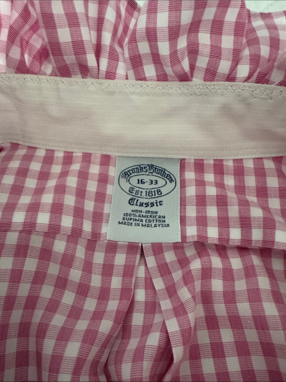 Reimagined BrooksBrothers Pink Gingham,Ruffled Collar shirt. - Picture 10 of 10